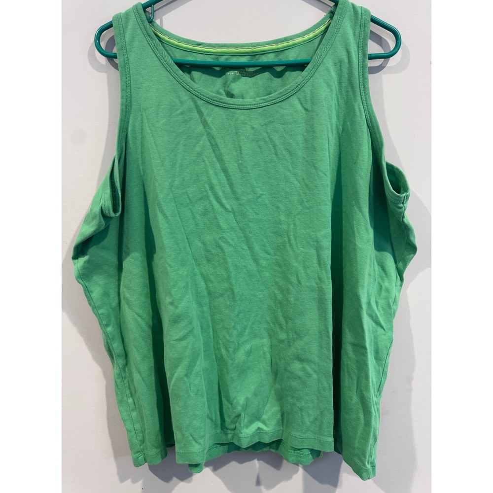 St Johns Bay‎ Tank Top Womens 2X Green Cotton Sleeveless Casual Minimalist
